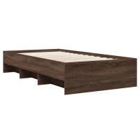Produktbild för Sängram utan madrass brun ek 90x190 cm konstruerad trä