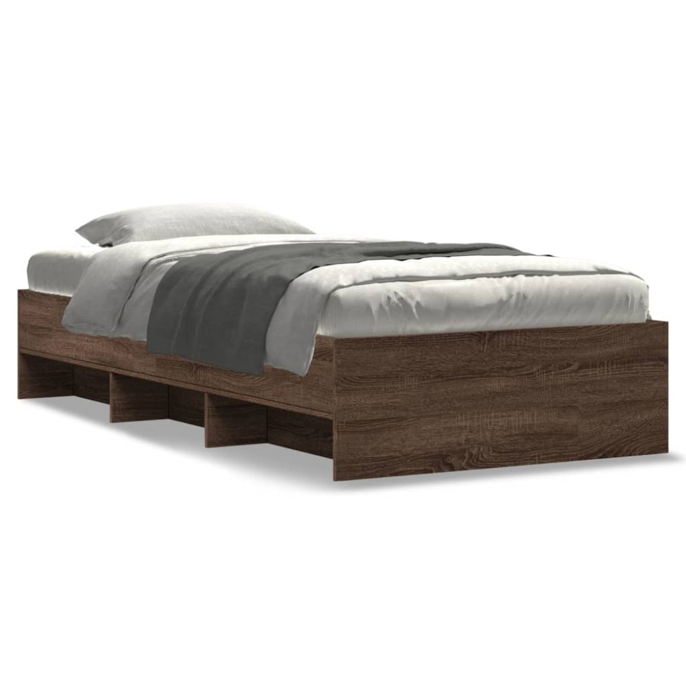 Produktbild för Sängram utan madrass brun ek 75x190 cm konstruerad trä
