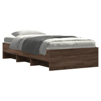 Produktbild för Sängram utan madrass brun ek 75x190 cm konstruerad trä