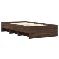 Produktbild för Sängram utan madrass brun ek 75x190 cm konstruerad trä