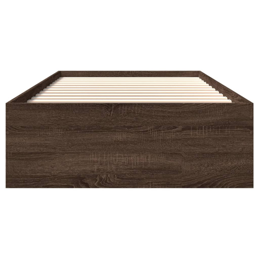 Produktbild för Sängram utan madrass brun ek 75x190 cm konstruerad trä