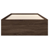 Produktbild för Sängram utan madrass brun ek 75x190 cm konstruerad trä