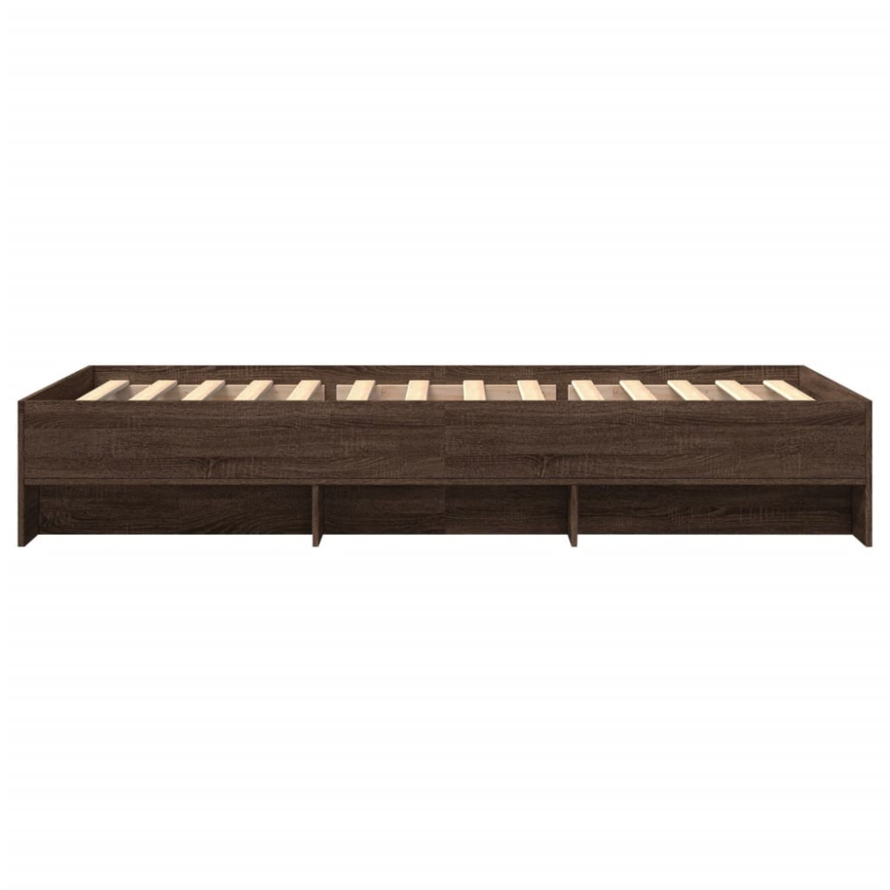 Produktbild för Sängram utan madrass brun ek 75x190 cm konstruerad trä