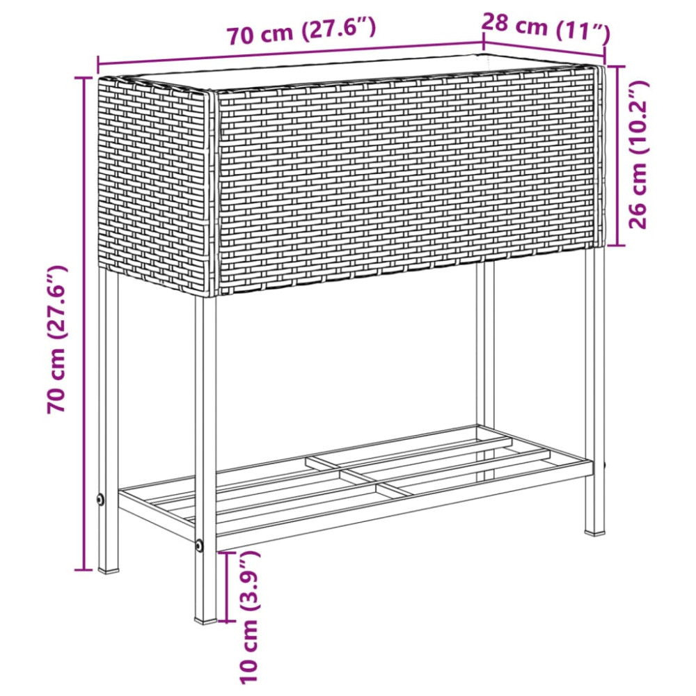 Produktbild för Odlingslådor med hylla 2 st brun 70x28x70 cm konstrotting