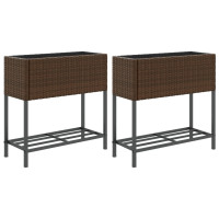 Produktbild för Odlingslådor med hylla 2 st brun 70x28x70 cm konstrotting