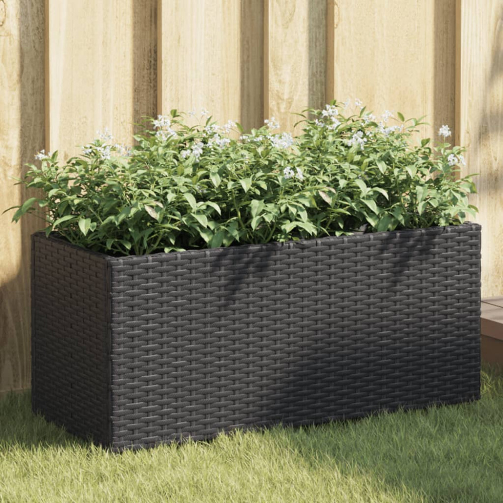 Produktbild för Odlingslådor med 2 krukor 2 st svart 72x30x32 cm konstrotting