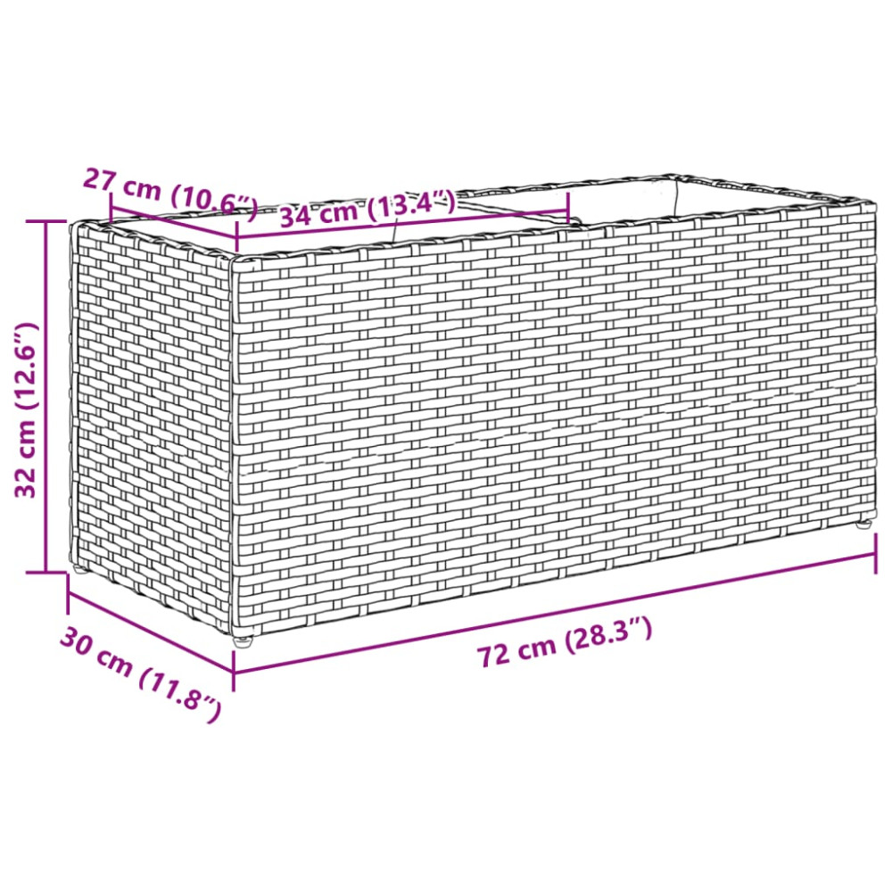 Produktbild för Odlingslådor med 2 krukor 2 st svart 72x30x32 cm konstrotting