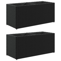 Produktbild för Odlingslådor med 2 krukor 2 st svart 72x30x32 cm konstrotting