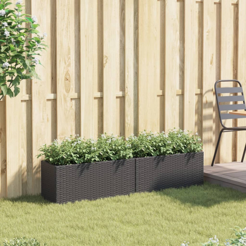 Produktbild för Odlingslådor med 2 krukor 2 st svart 72x30x32 cm konstrotting