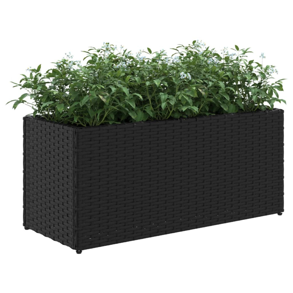Produktbild för Odlingslådor med 2 krukor 2 st svart 72x30x32 cm konstrotting