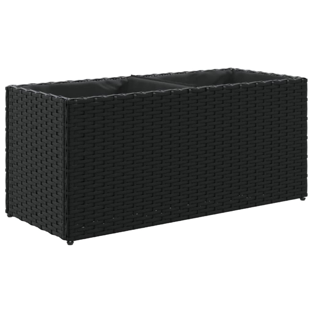 Produktbild för Odlingslådor med 2 krukor 2 st svart 72x30x32 cm konstrotting