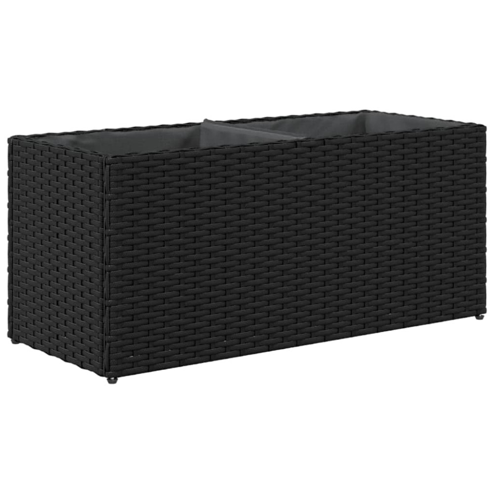 Produktbild för Odlingslådor med 2 krukor 2 st svart 72x30x32 cm konstrotting