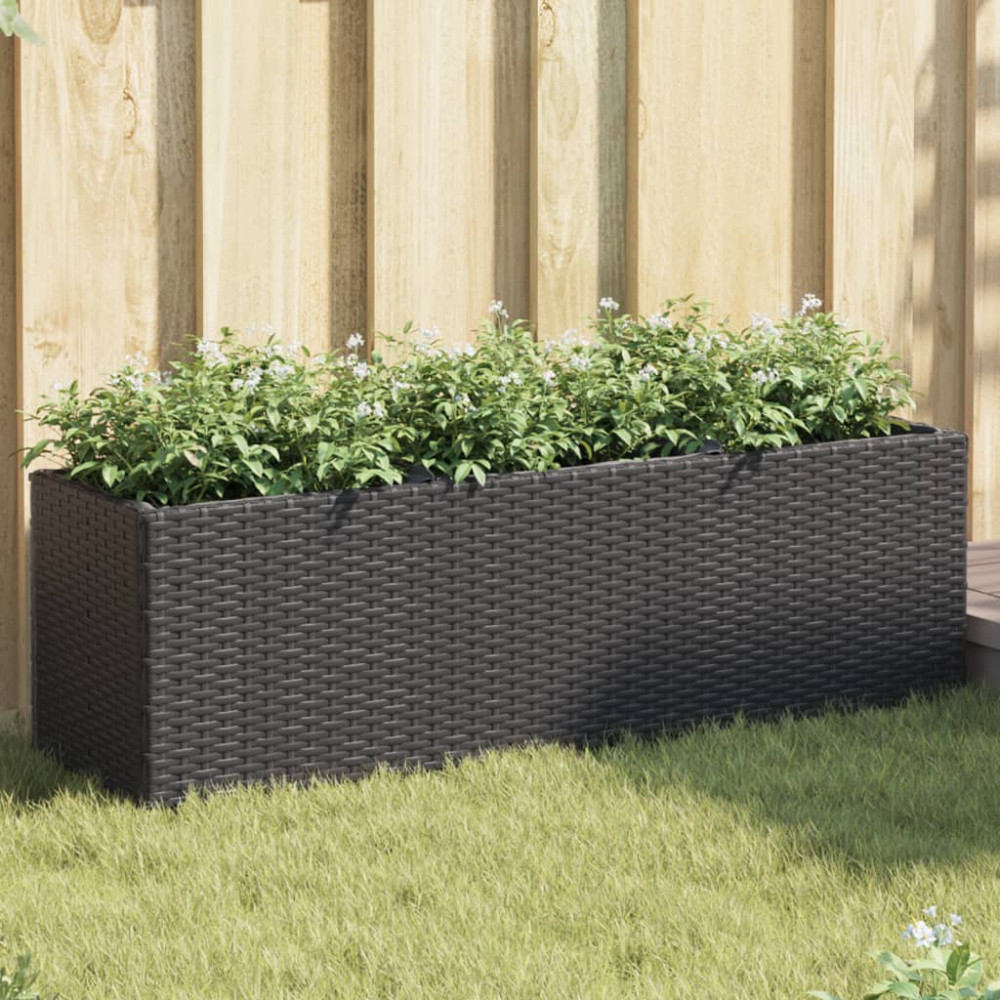Produktbild för Odlingslådor med 3 krukor 2 st svart 105x30x32 cm konstrotting