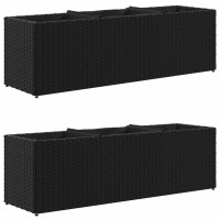 Produktbild för Odlingslådor med 3 krukor 2 st svart 105x30x32 cm konstrotting