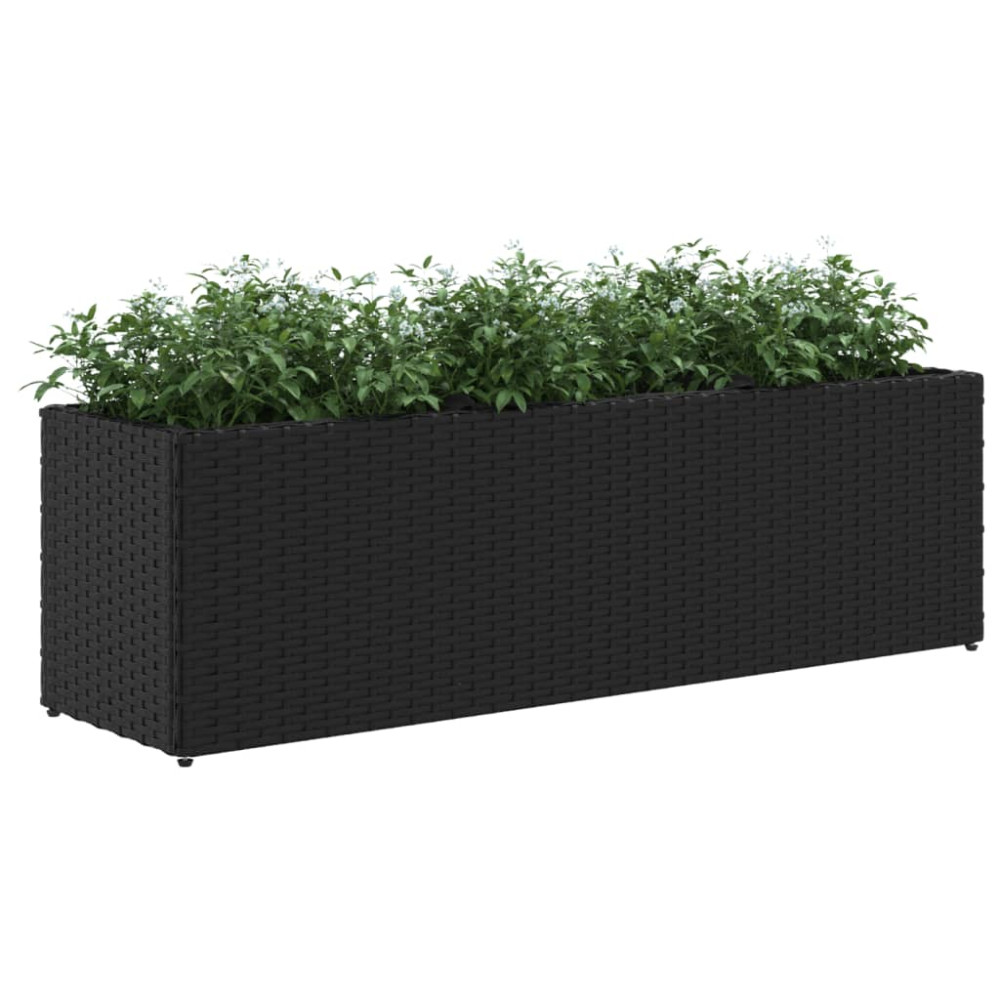 Produktbild för Odlingslådor med 3 krukor 2 st svart 105x30x32 cm konstrotting