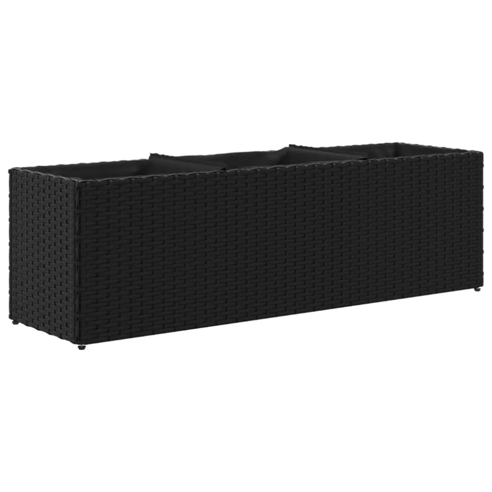 Produktbild för Odlingslådor med 3 krukor 2 st svart 105x30x32 cm konstrotting