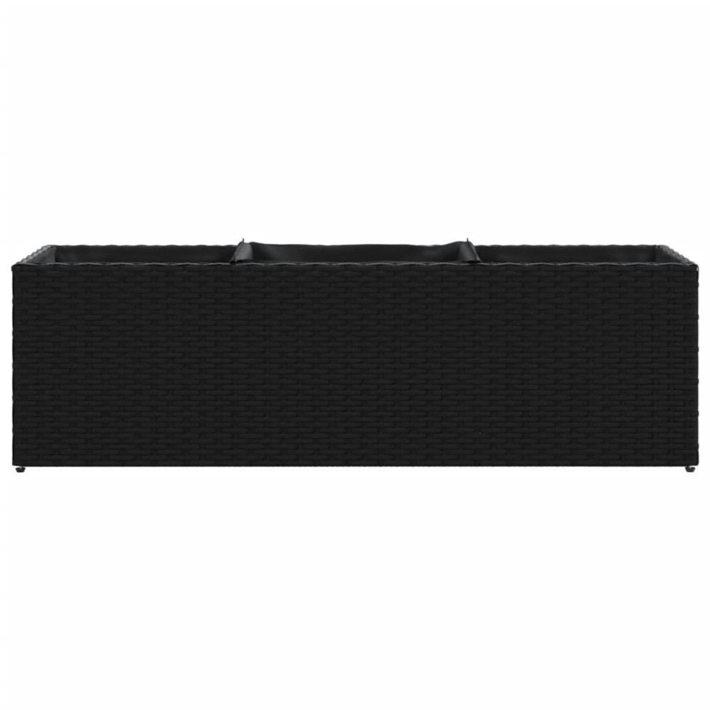 Produktbild för Odlingslådor med 3 krukor 2 st svart 105x30x32 cm konstrotting