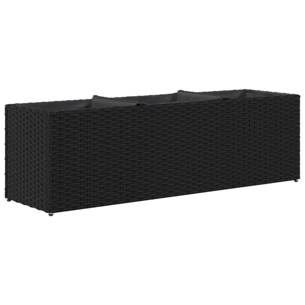 Produktbild för Odlingslådor med 3 krukor 2 st svart 105x30x32 cm konstrotting
