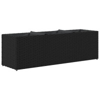 Produktbild för Odlingslådor med 3 krukor 2 st svart 105x30x32 cm konstrotting