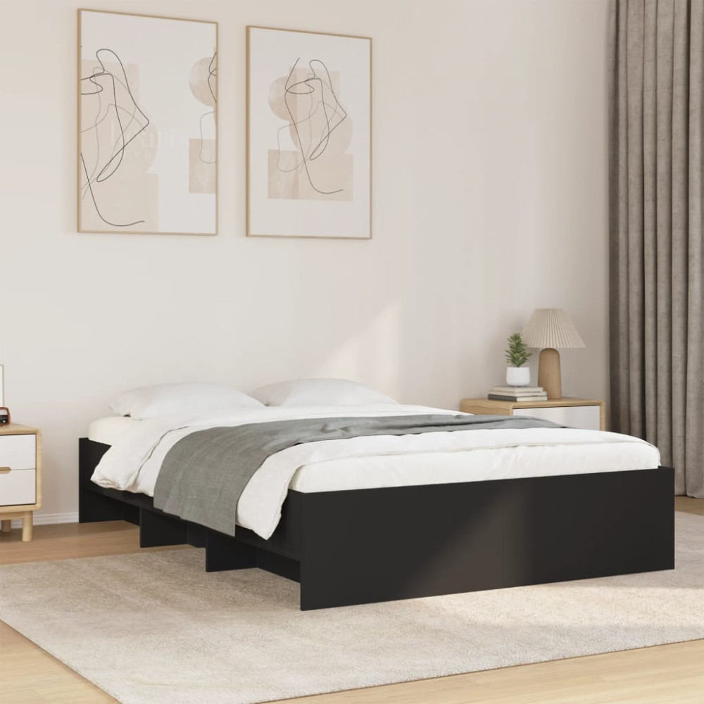 Produktbild för Sängram svart 135x190 cm konstruerat trä
