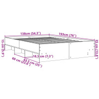 Produktbild för Sängram svart 135x190 cm konstruerat trä