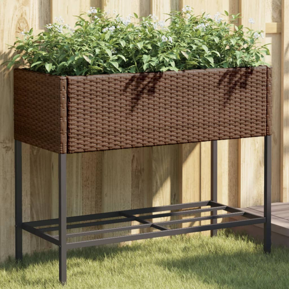 Produktbild för Odlingslådor med hylla 2 st brun 90x40x75 cm konstrotting