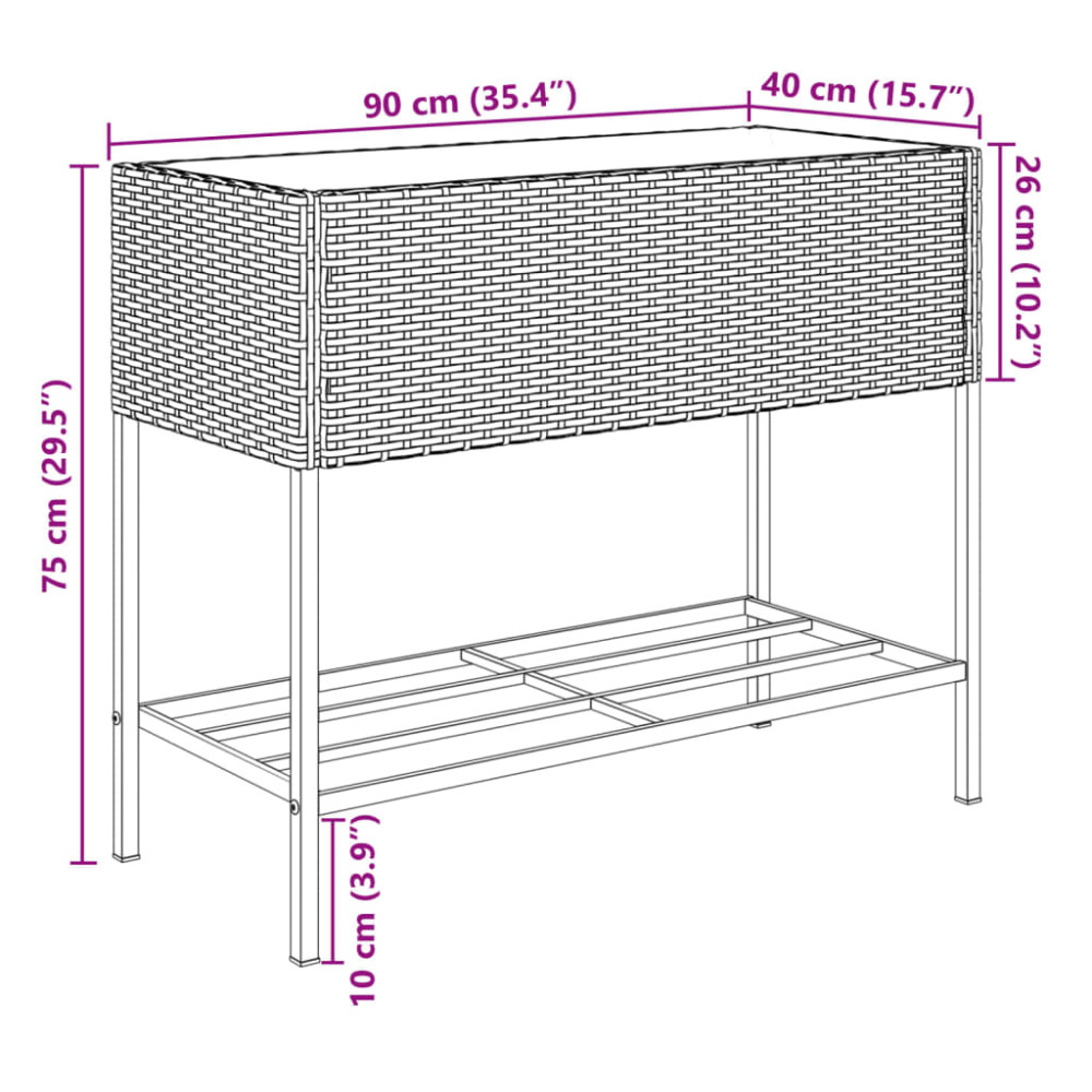Produktbild för Odlingslådor med hylla 2 st brun 90x40x75 cm konstrotting
