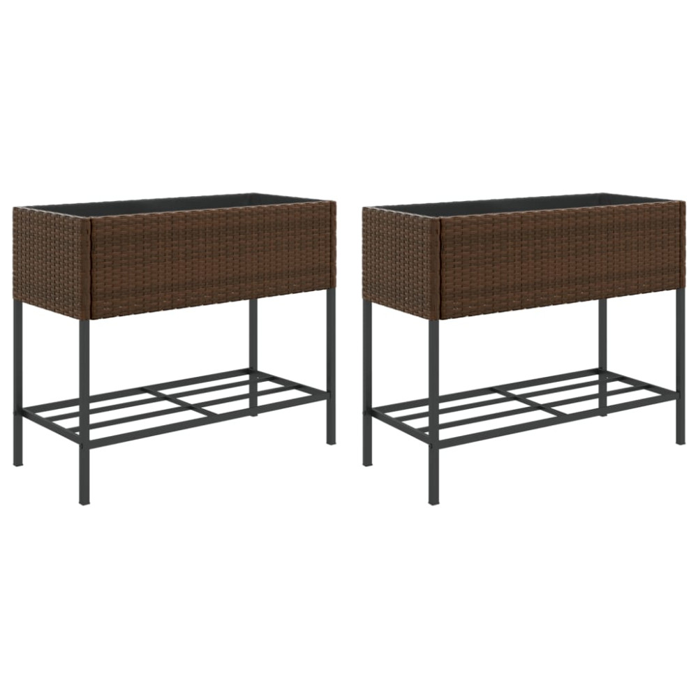 Produktbild för Odlingslådor med hylla 2 st brun 90x40x75 cm konstrotting