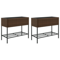 Produktbild för Odlingslådor med hylla 2 st brun 90x40x75 cm konstrotting