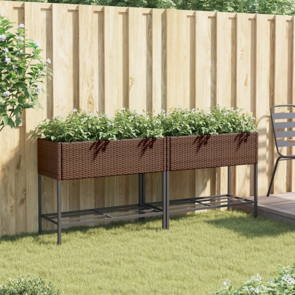 Produktbild för Odlingslådor med hylla 2 st brun 90x40x75 cm konstrotting