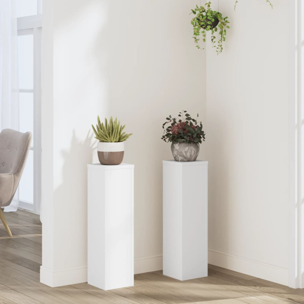 Produktbild för Växtställ 2 st vit 17x17x60 cm konstruerat trä