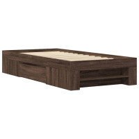 Produktbild för Sängram utan madrass brun ek 75x190 cm konstruerad trä
