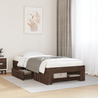 Produktbild för Sängram utan madrass brun ek 75x190 cm konstruerad trä