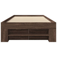 Produktbild för Sängram utan madrass brun ek 75x190 cm konstruerad trä