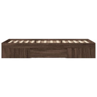Produktbild för Sängram utan madrass brun ek 75x190 cm konstruerad trä