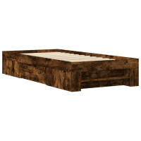 Produktbild för Sängram utan madrass rökfärgad ek 75x190 cm konstruerad trä