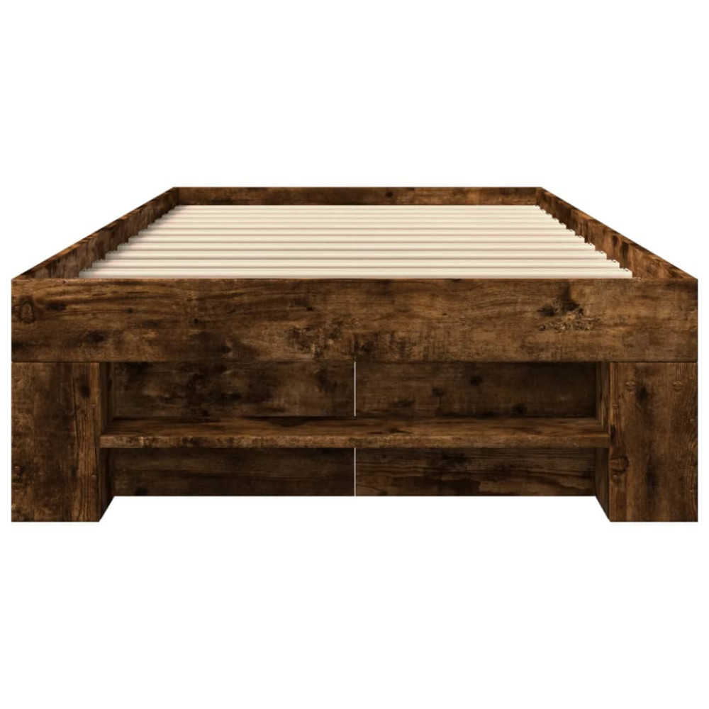 Produktbild för Sängram utan madrass rökfärgad ek 75x190 cm konstruerad trä