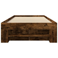 Produktbild för Sängram utan madrass rökfärgad ek 75x190 cm konstruerad trä