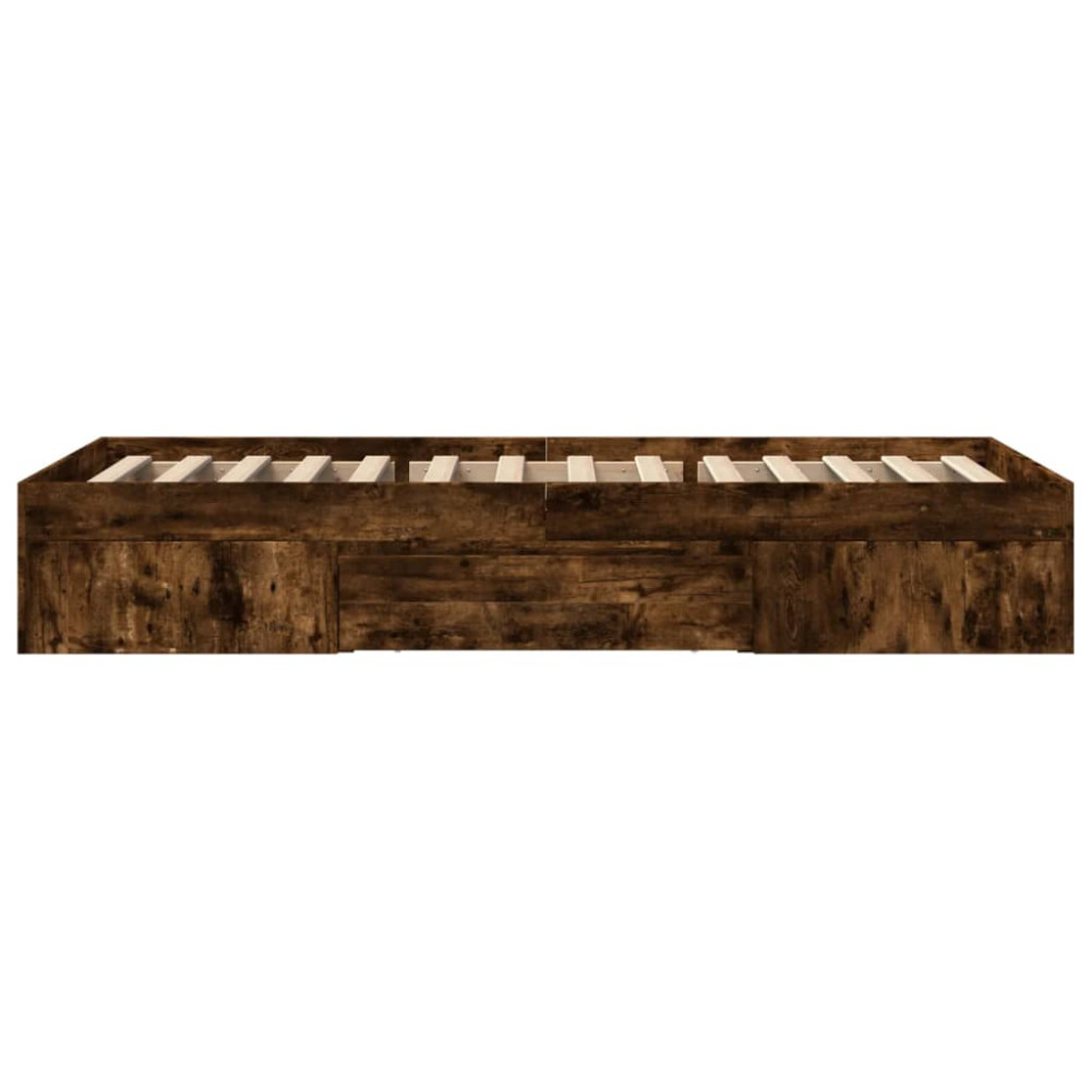 Produktbild för Sängram utan madrass rökfärgad ek 75x190 cm konstruerad trä