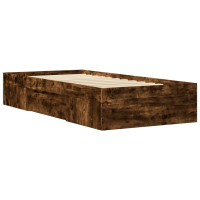 Produktbild för Sängram utan madrass rökfärgad ek 75x190 cm konstruerad trä