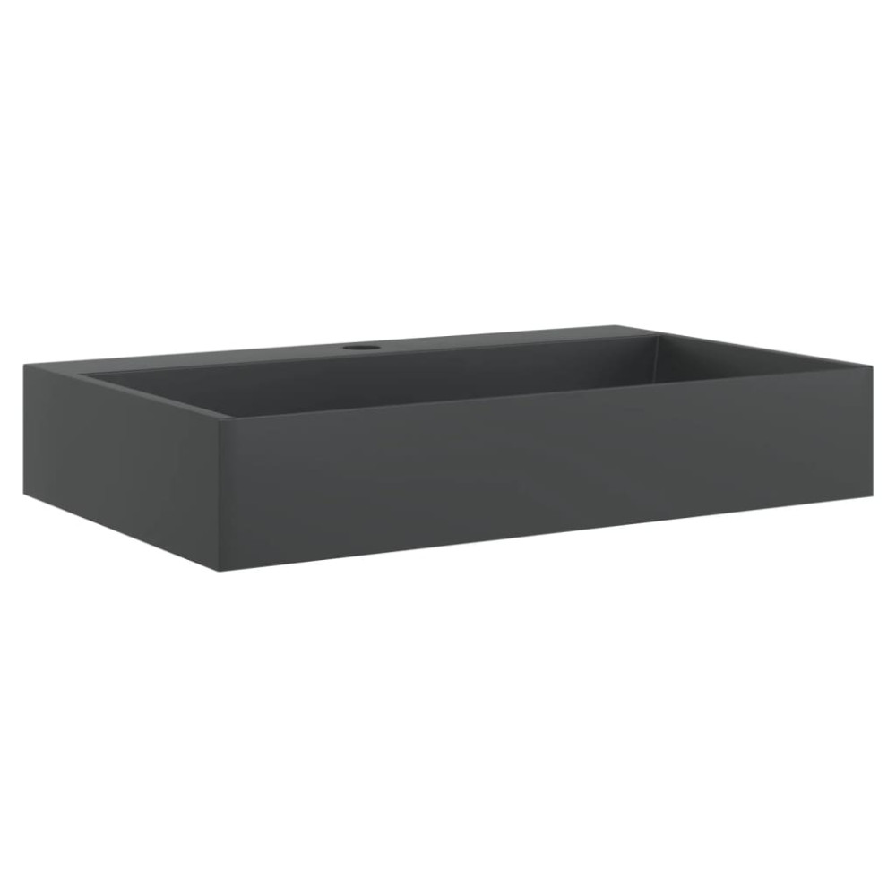 Produktbild för Handfat 60x38x11 cm mineralgjuten/marmor matt svart