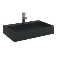 Produktbild för Handfat 60x38x11 cm mineralgjuten/marmor matt svart