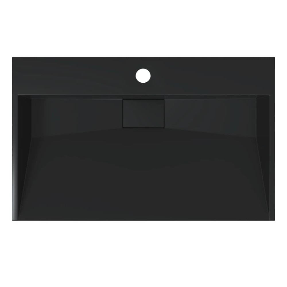 Produktbild för Handfat 60x38x11 cm mineralgjuten/marmor matt svart