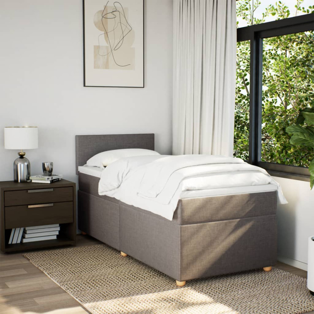 Produktbild för Ramsäng med madrass taupe 80x200 cm tyg