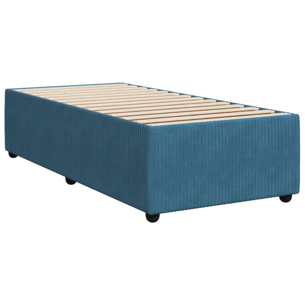 Produktbild för Ramsäng med madrass blå 90x200 cm sammet