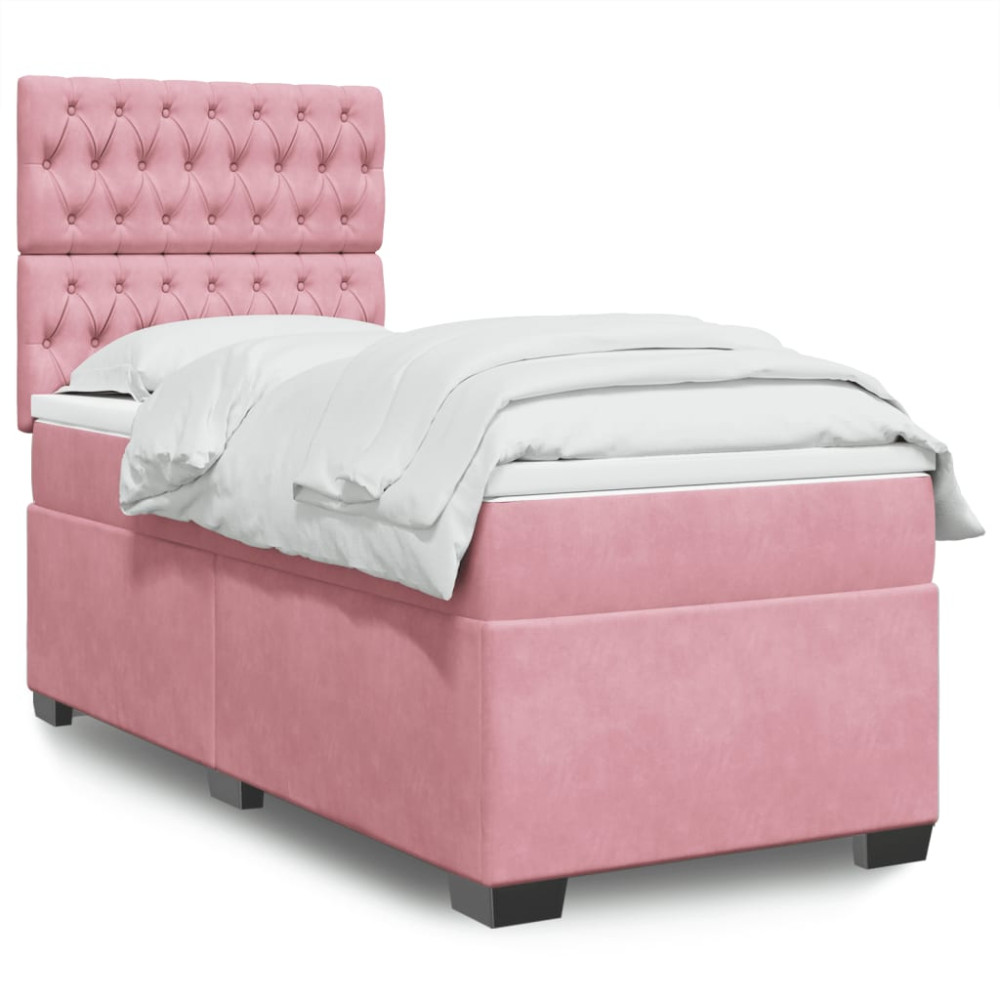 Produktbild för Ramsäng med madrass rosa 80x200 cm sammet