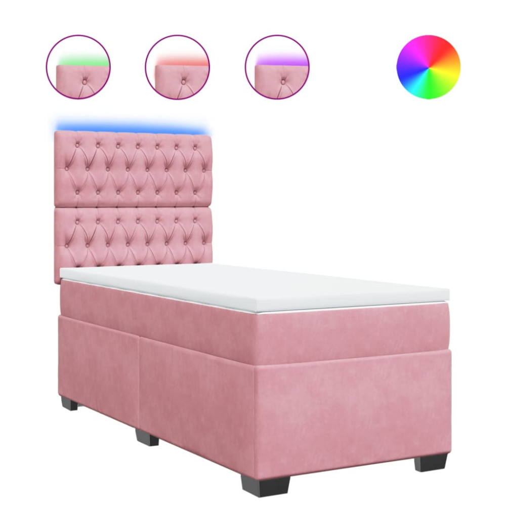 Produktbild för Ramsäng med madrass rosa 80x200 cm sammet