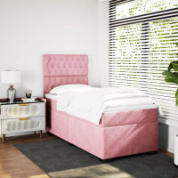 Produktbild för Ramsäng med madrass rosa 80x200 cm sammet