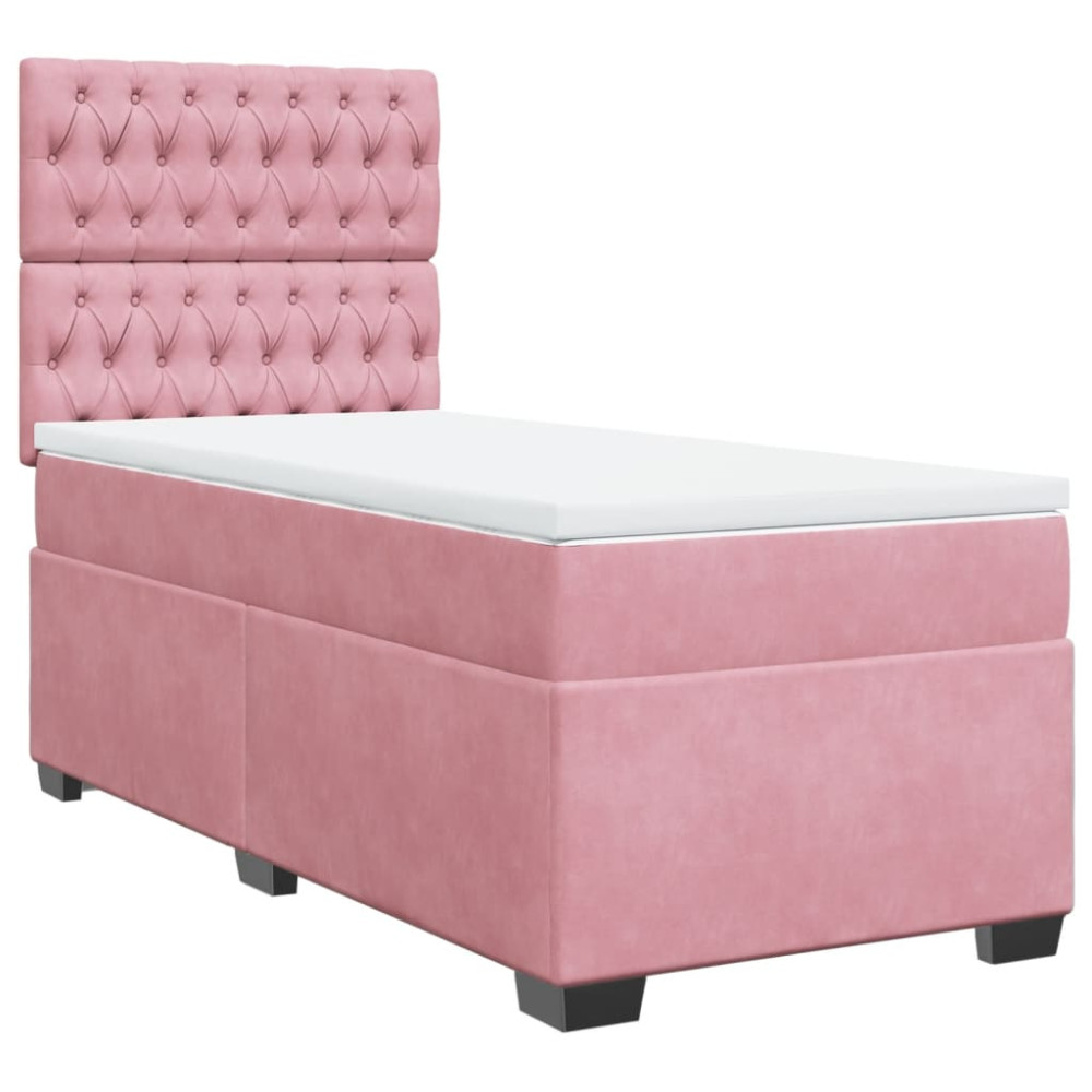 Produktbild för Ramsäng med madrass rosa 80x200 cm sammet