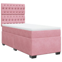 Produktbild för Ramsäng med madrass rosa 80x200 cm sammet